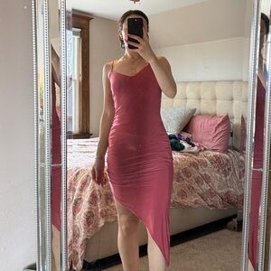 Elegant Pink Asymmetrical Dress